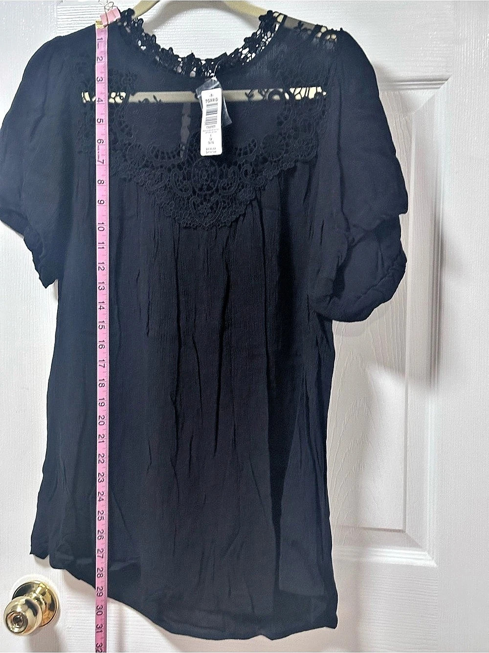 Torrid Black Lace Yoke Short Sleeve Blouse Size 1X